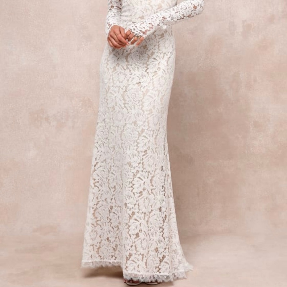 Lulu's Romance Dreamer White Lace Off-the-Shoulder Maxi Dress - Picture 2 of 10